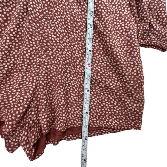Abercrombie & Fitch Romper Floral Boho Split Back Maroon Sz S Festival Bloomcore - Picture 14 of 16
